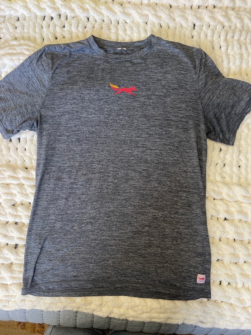 Heather Gray Tee with Small Red Fox Logo